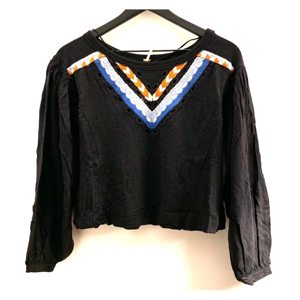 Free People “Hand Me Down” Embroidered Top
